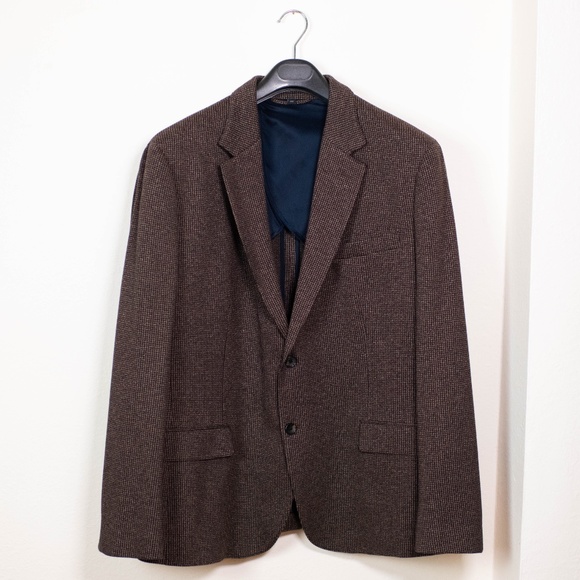 NEVER WORN Bonobos Jetsetter Knit Blazer in Chocolate Brown Houndstooth - Picture 2 of 6